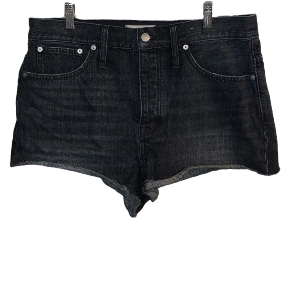 Madewell Black Relaxed Denim Shorts.